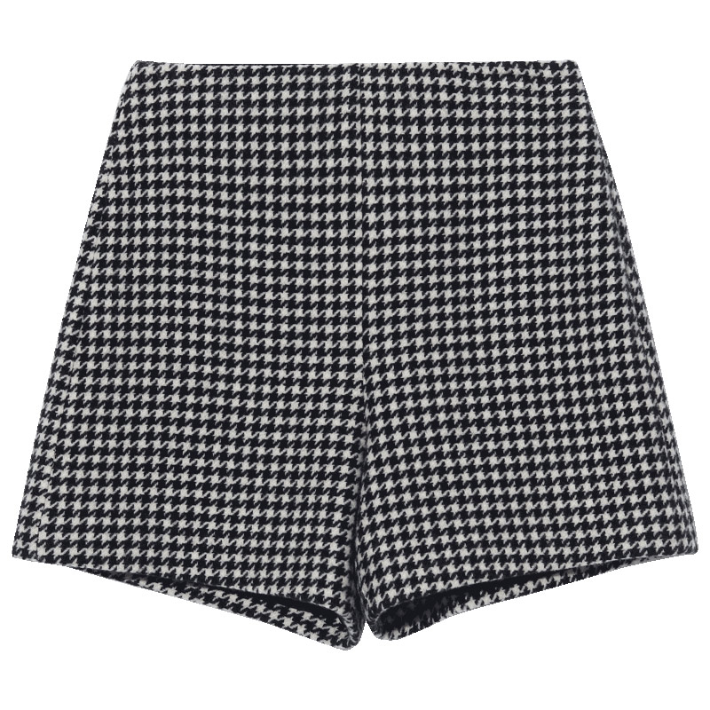 Beige Houndstooth Washable Woolen Pants – GOELIA